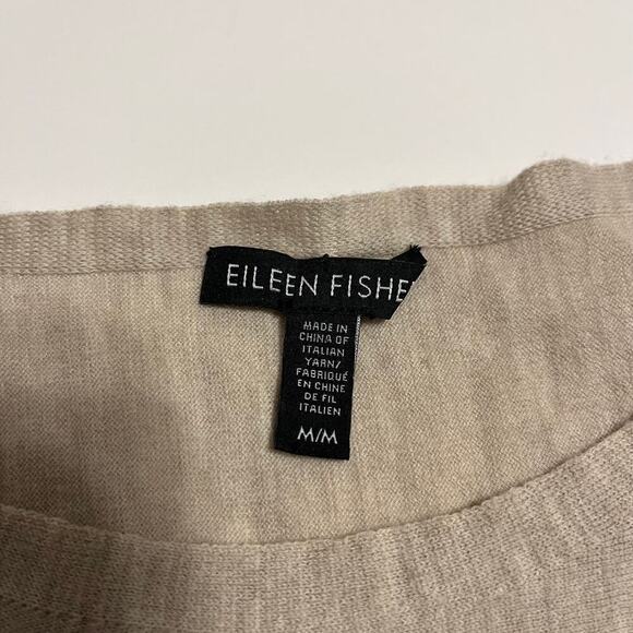 Eileen Fisher Long Sleeve Sweater Beige Size Medium 100% Merino Wool Lightweight - Picture 3 of 6